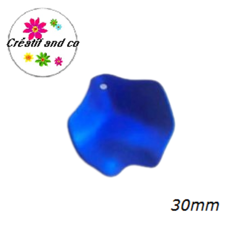 Breloque pétale de fleur de rose acrylique bleu foncé 30mm