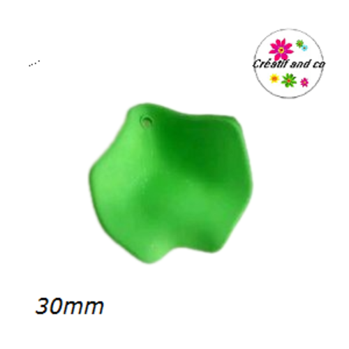Breloque pétale de fleur de rose acrylique vert 30mm