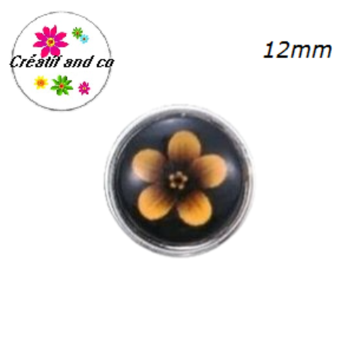 Bouton pression fleur orange 12mm