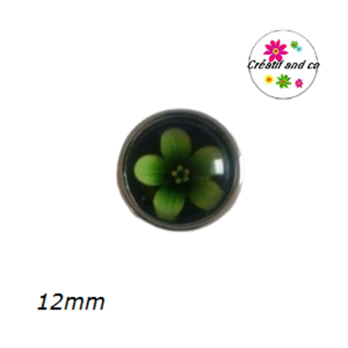 Bouton pression fleur verte 12mm