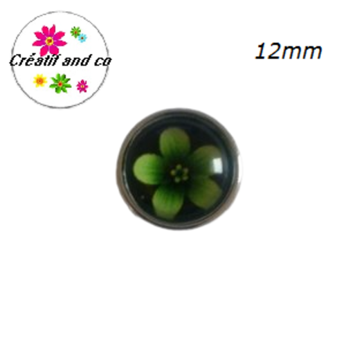 Bouton pression fleur verte 12mm