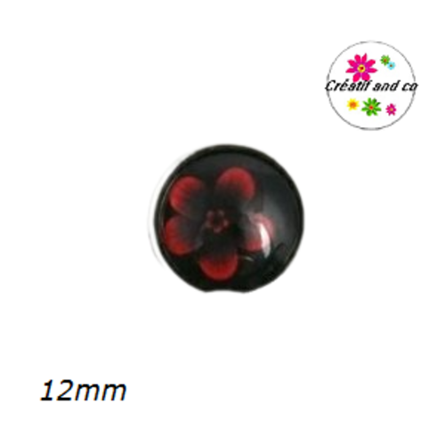 Bouton pression fleur rouge 12mm