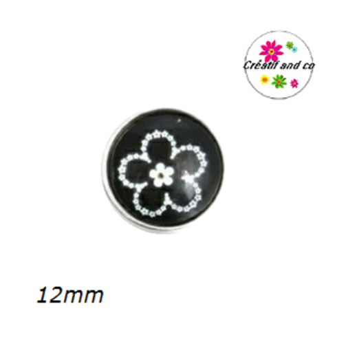Bouton pression fleur blanche 12mm