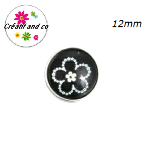 Bouton pression fleur blanche 12mm