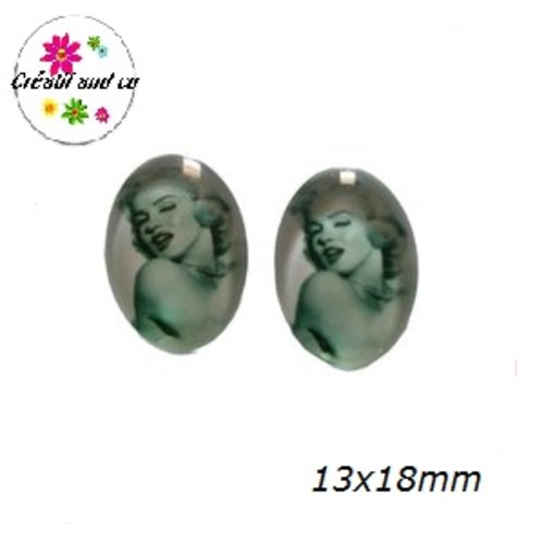 X2 cabochons ovales marilyn monroe  13x18mm