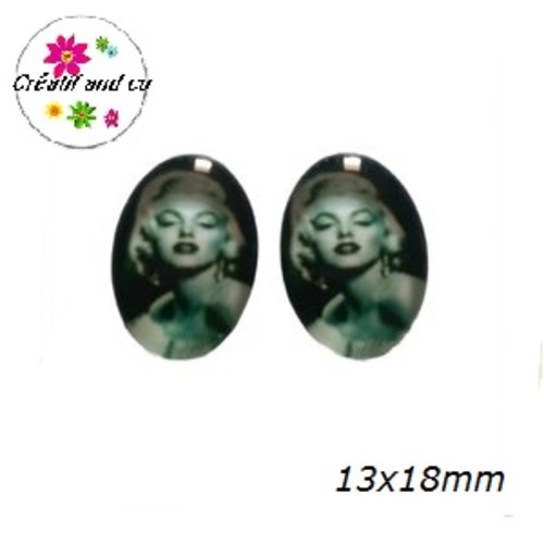 X2 cabochons ovales marilyn monroe  13x18mm