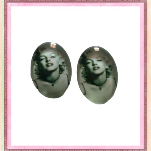 X2 cabochons ovales marilyn monroe  13x18mm