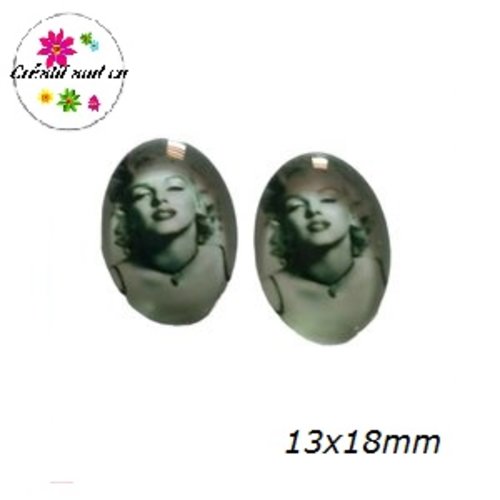 X2 cabochons ovales marilyn monroe  13x18mm