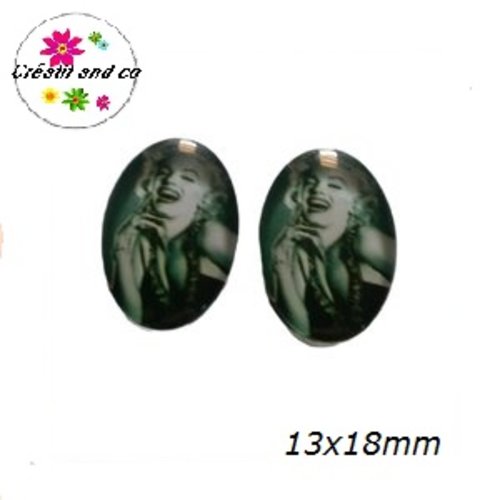 X2 cabochons ovales marilyn monroe  13x18mm