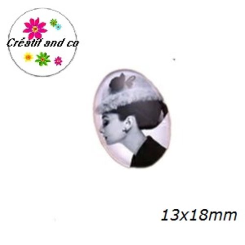 X2 cabochons ovales audrey hepburn 13x18mm
