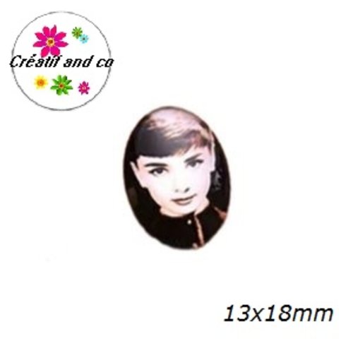 X2 cabochons ovales audrey hepburn 13x18mm