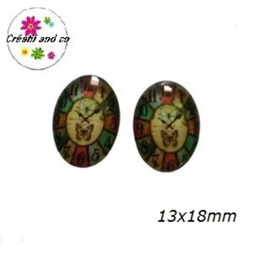 X2 cabochons ovales pendule 13x18mm