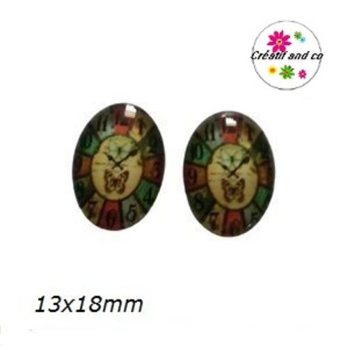 X2 cabochons ovales pendule 13x18mm