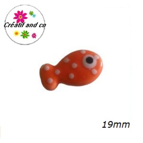 Perle poisson orange à pois céramique 19mm
