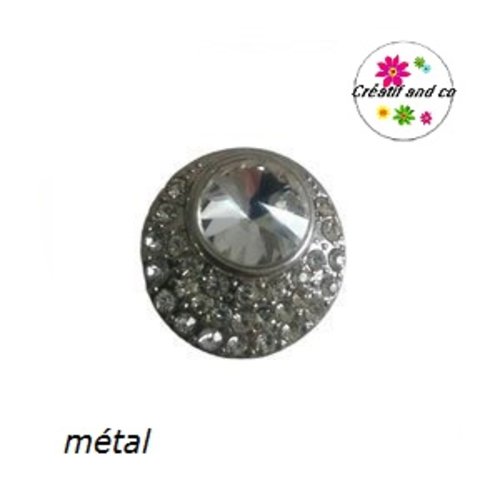 Bouton pression métal et strass