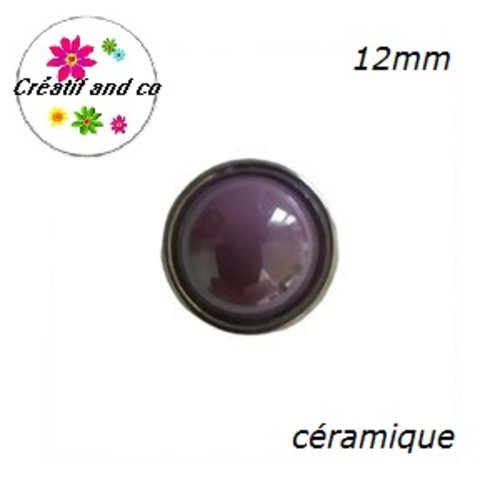 Bouton pression céramique mauve clair 12mm