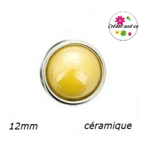 Bouton pression céramique jaune 12mm