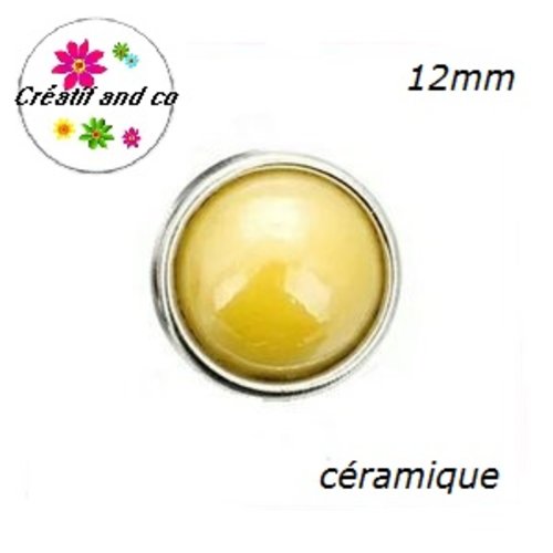 Bouton pression céramique jaune 12mm