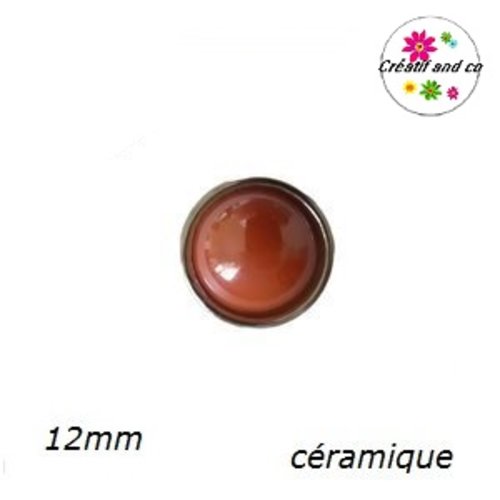 Bouton pression céramique marron 12mm