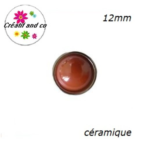 Bouton pression céramique marron 12mm