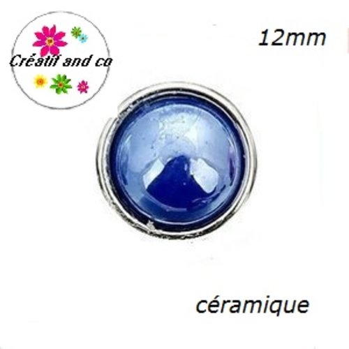 Bouton pression céramique bleu roi 12mm