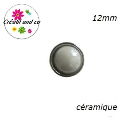Bouton pression céramique blanc 12mm