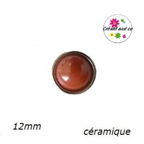 Bouton pression céramique orange 12mm