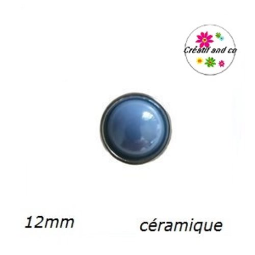 Bouton pression céramique bleu 12mm