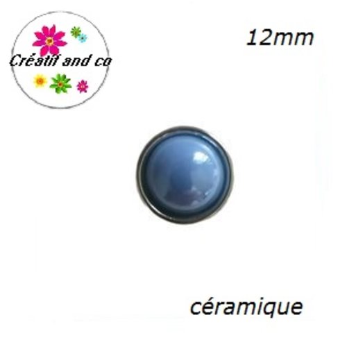 Bouton pression céramique bleu 12mm