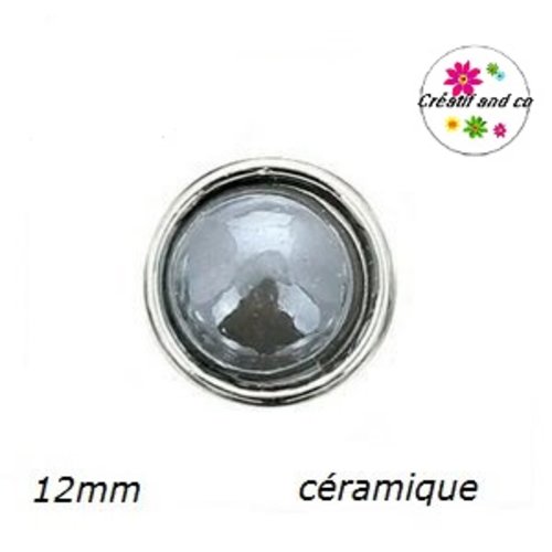 Bouton pression céramique anthracite foncé 12mm
