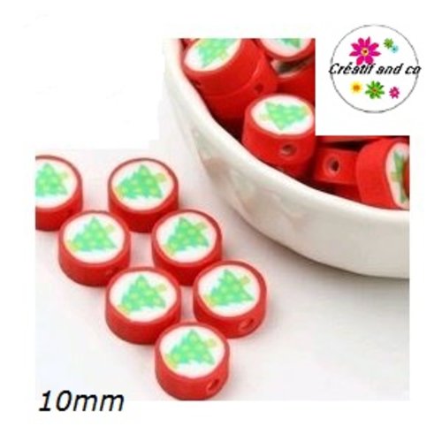 X10 perles thème noël 10mm