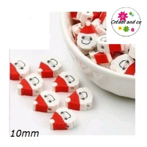 X10 perles tête de bonhomme de neige 10mm