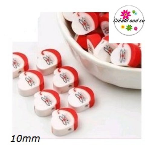 X10 perles tête de père noël 10mm