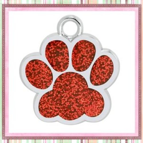 Pendentif/breloque empreinte de patte chien/chat émail rouge