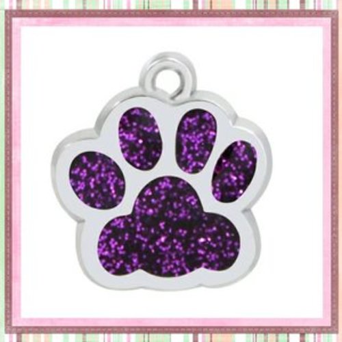 Pendentif/breloque empreinte de patte chien/chat émail mauve