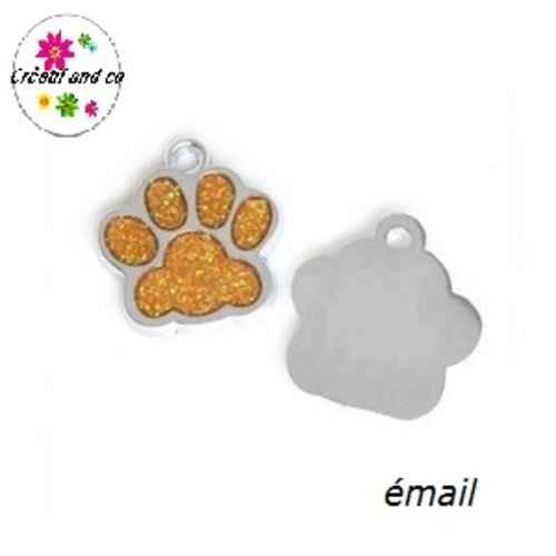 Pendentif/breloque empreinte de patte chien/chat émail doré