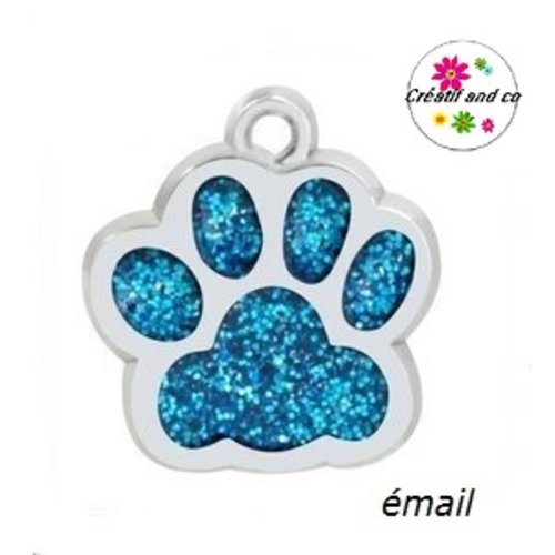 Pendentif/breloque empreinte de patte chien/chat émail turquoise