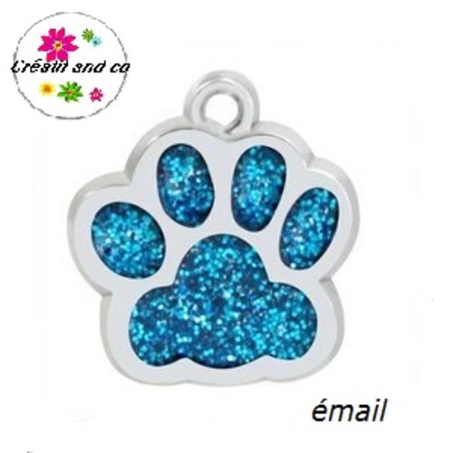 Pendentif/breloque empreinte de patte chien/chat émail turquoise