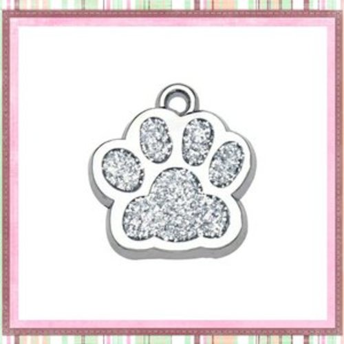 Pendentif/breloque empreinte de patte chien/chat émail argent