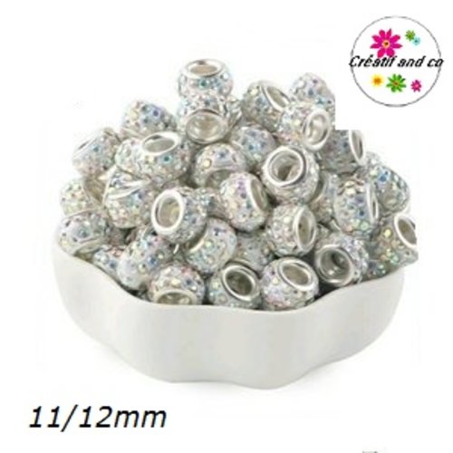 Perle gros trou strass crystal 11/12mm