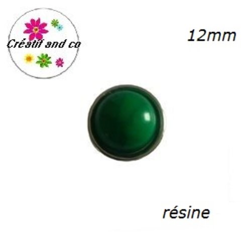 Bouton pression résine effet craquelé vert 12mm