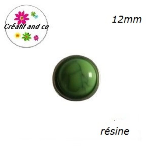 Bouton pression résine effet craquelé vert clair 12mm