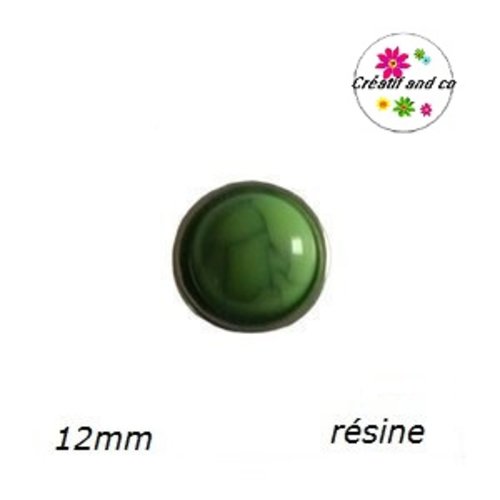 Bouton pression résine effet craquelé vert clair 12mm
