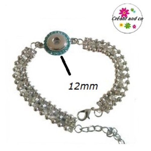 Bracelet bouton pression strass 12mm