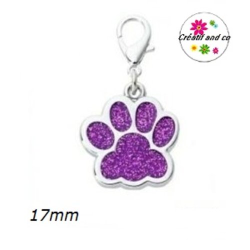 Charm's empreinte de patte chien/chat mauve émail