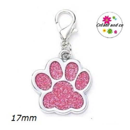 Charm's empreinte de patte chien/chat rose émail