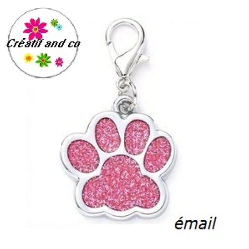 Charm's empreinte de patte chien/chat émail rose