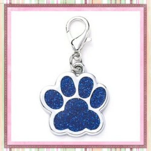 Charm's empreinte de patte chien/chat émail bleu roi