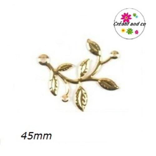 Connecteur feuille dorée fine filigrane 45mm