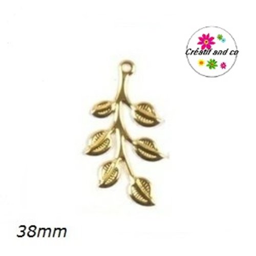 Breloque feuille dorée 38mm